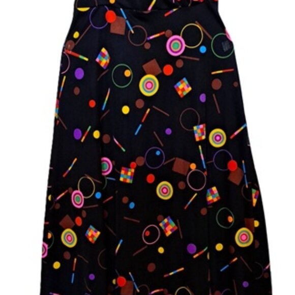 Vtg 70s Black Pink Geometric Halter Maxi Dress 2 - Picture 9 of 9